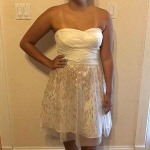 White and gold homecoming dress